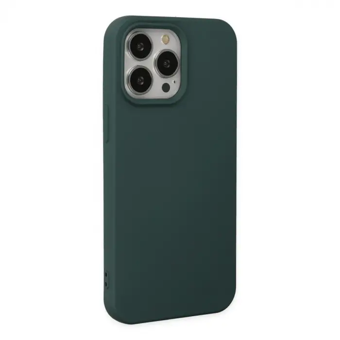 İphone 14 Pro Kılıf Nano İçi Kadife Silikon - Koyu Yeşil