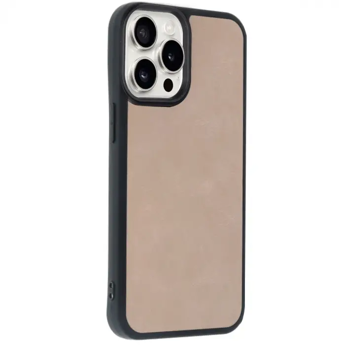 İphone 14 Pro Max Kılıf Aras Deri Kapak - Pudra