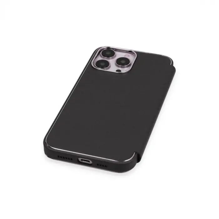 İphone 14 Pro Max Kılıf Dolpin Kapaklı - Siyah