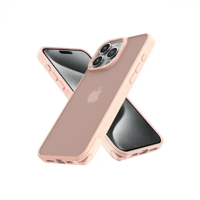 İphone 14 Pro Max Kılıf Elegant Kapak - Pudra