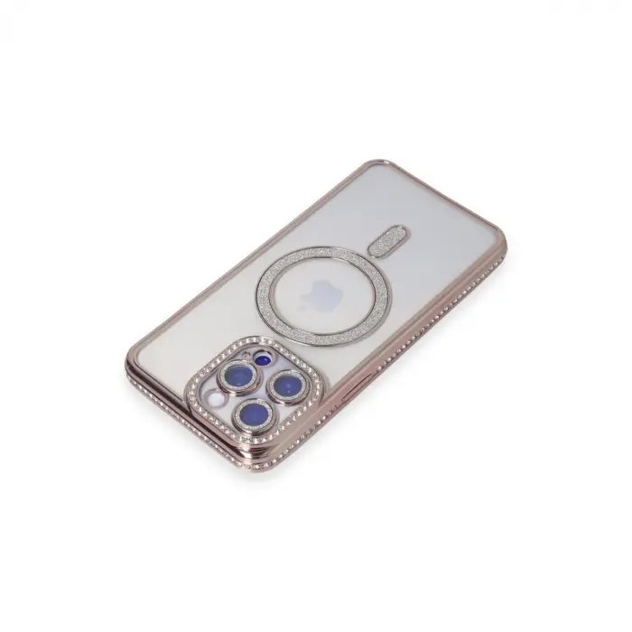 İphone 14 Pro Max Kılıf Joke Simli Magneticsafe Kılıf - Pembe