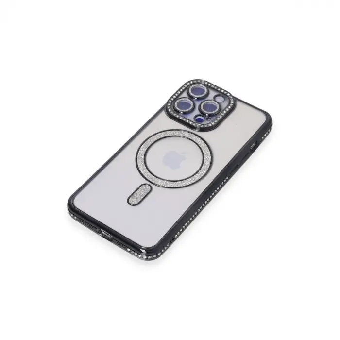 İphone 14 Pro Max Kılıf Joke Simli Magneticsafe Kılıf - Siyah