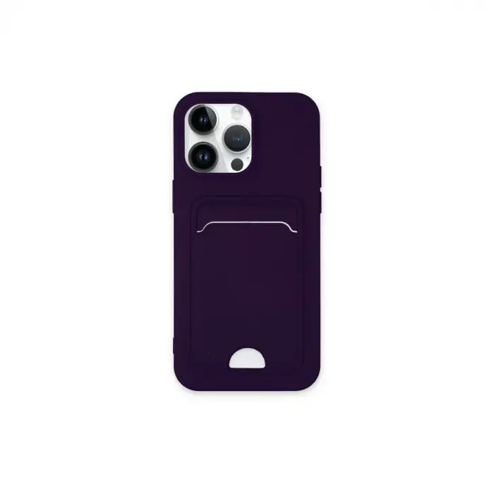 İphone 14 Pro Max Kılıf Kelvin Kartvizitli Silikon - Derin Mor