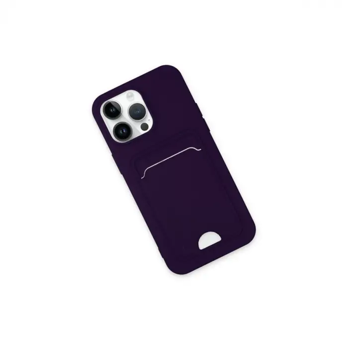 İphone 14 Pro Max Kılıf Kelvin Kartvizitli Silikon - Derin Mor