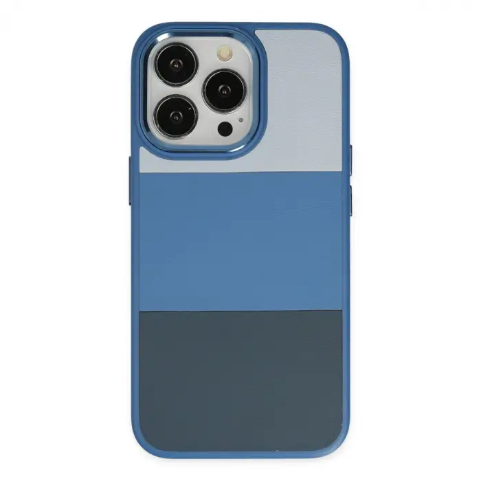 İphone 14 Pro Max Kılıf King Kapak - Açık Mavi-lacivert