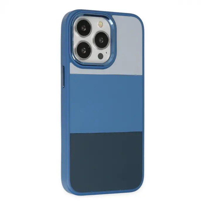 İphone 14 Pro Max Kılıf King Kapak - Açık Mavi-lacivert