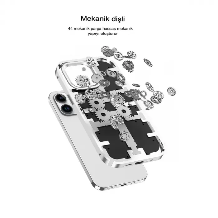 İphone 14 Pro Max Kılıf Mekanik Bumper Kapak - Siyah