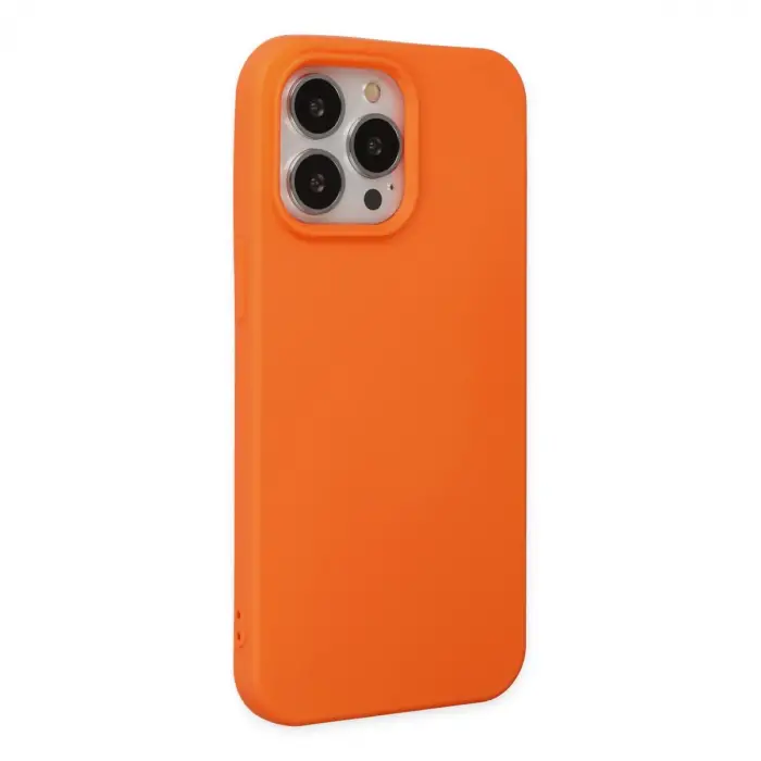 İphone 14 Pro Max Kılıf Nano İçi Kadife Silikon - Turuncu