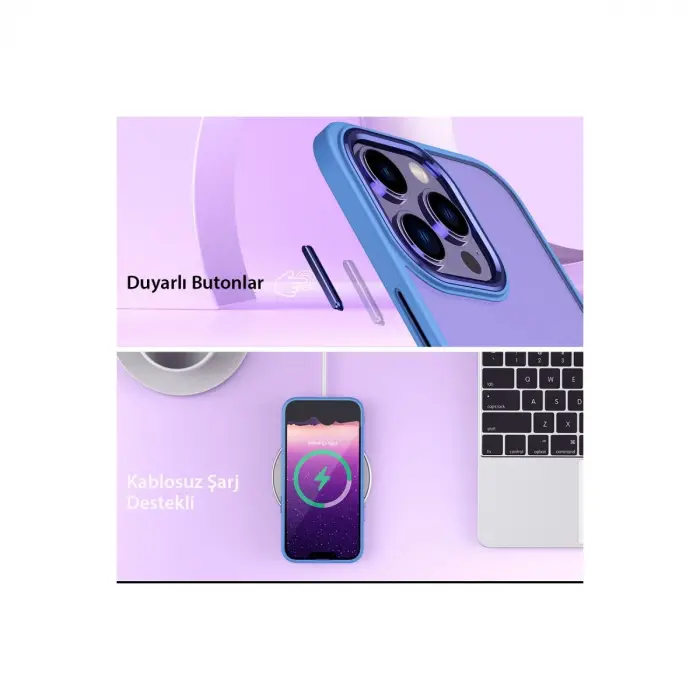 İphone 14 Pro Max Kılıf Power Silikon - Sierra Blue
