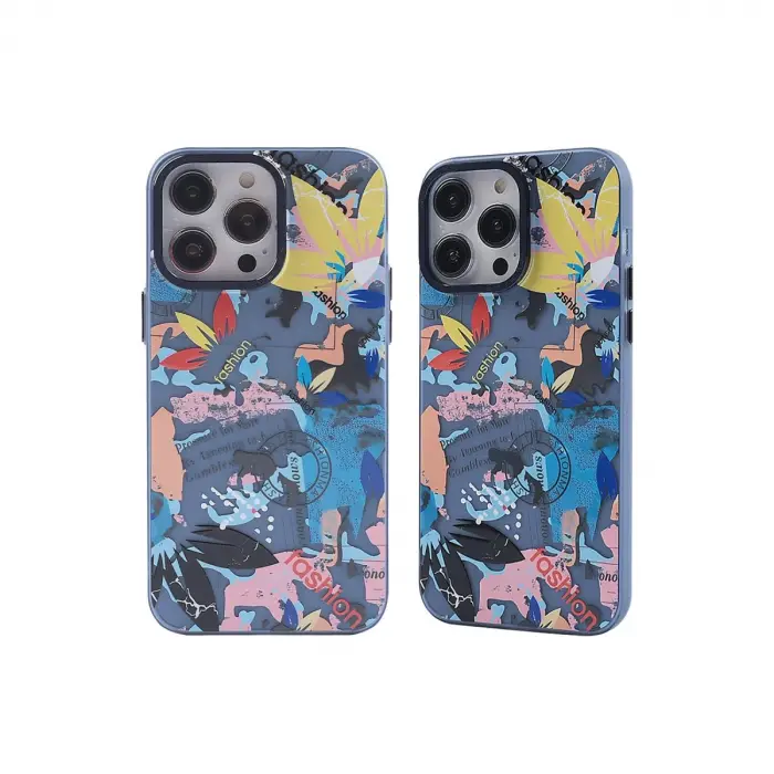 İphone 14 Pro Max Kılıf Prada Desenli Kapak - Prada Pembe - 1