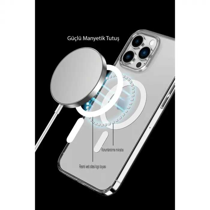 İphone 14 Pro Max Kılıf Tron Şeffaf Magsafe Kapak - Mavi