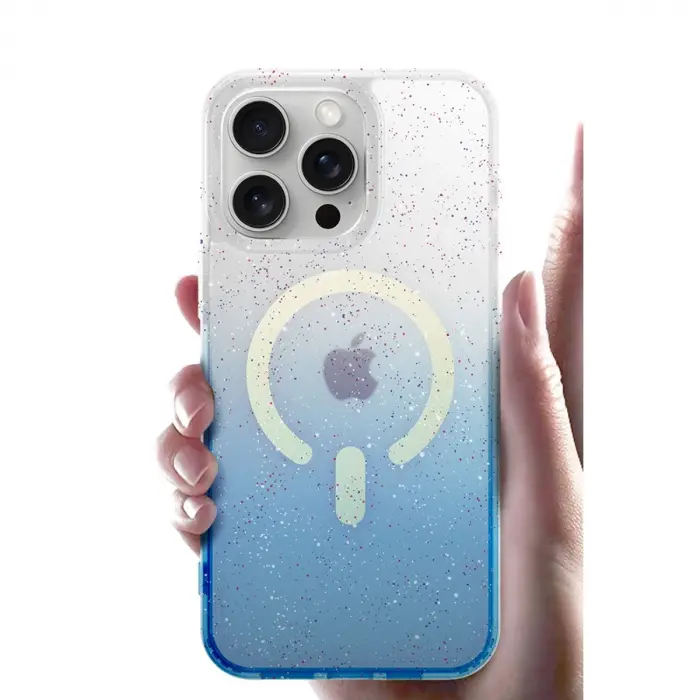 İphone 14 Pro Max Pummel Shiny Magsafe Kapak - Mavi