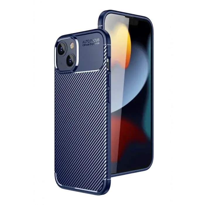 İphone 15 Kılıf Auto Focus Karbon Kapak - Lacivert