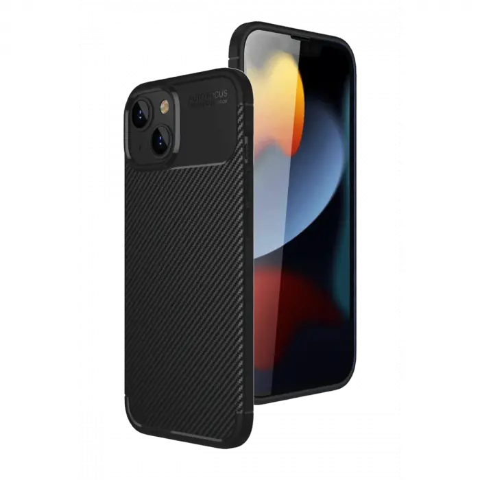 İphone 15 Kılıf Auto Focus Karbon Kapak - Siyah