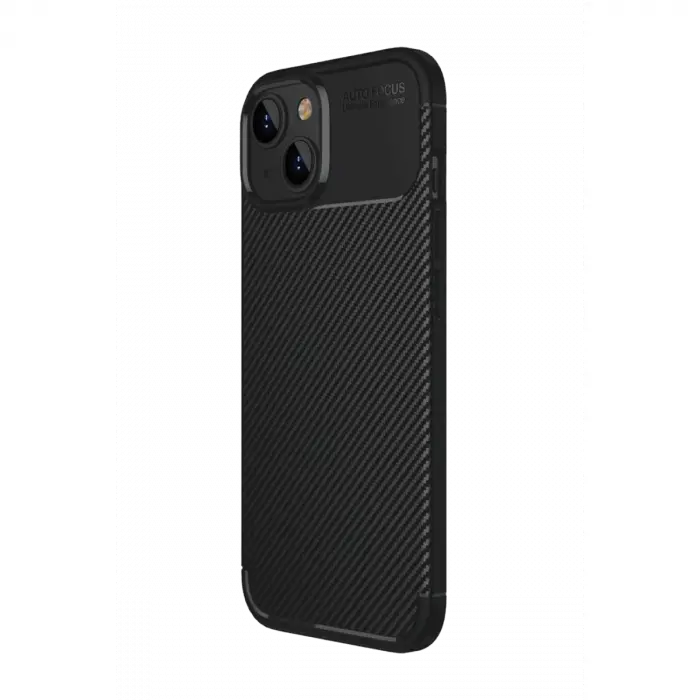 İphone 15 Kılıf Auto Focus Karbon Kapak - Siyah