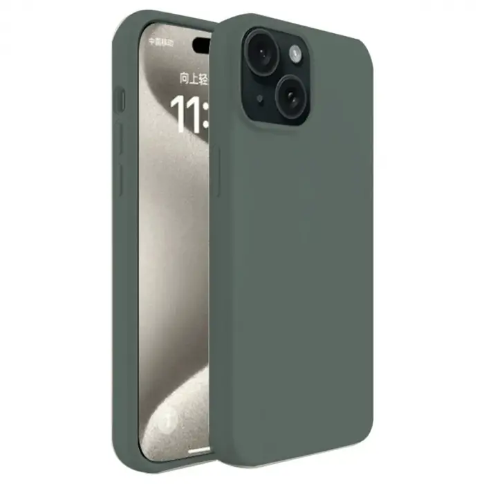 İphone 15 Kılıf First Silikon - Koyu Yeşil
