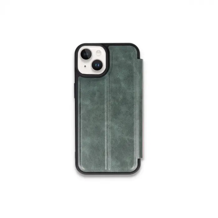 İphone 15 Kılıf Flip Cover - Koyu Yeşil