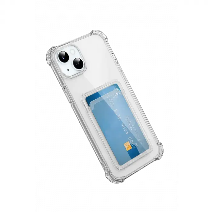 İphone 15 Kılıf Kart Şeffaf Silikon - Şeffaf