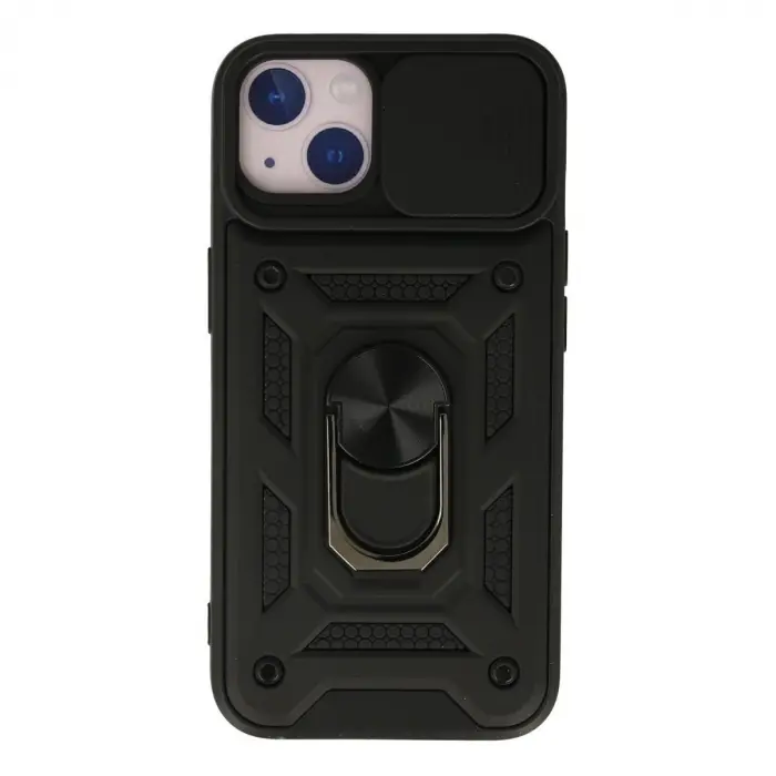 İphone 15 Kılıf Pars Lens Yüzüklü Silikon - Siyah