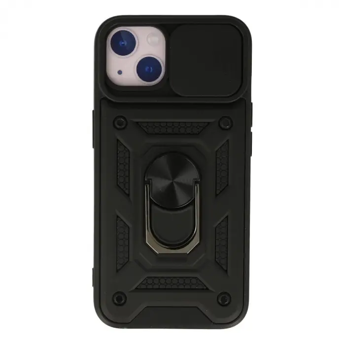 İphone 15 Kılıf Pars Lens Yüzüklü Silikon - Siyah