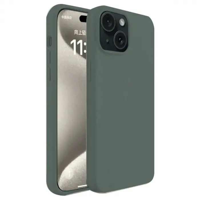 İphone 15 Plus Kılıf First Silikon - Koyu Yeşil