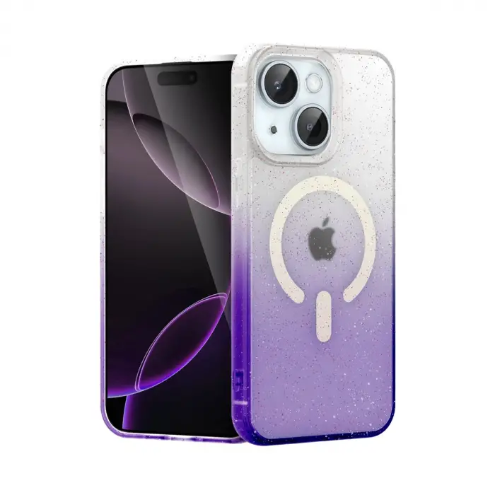 İphone 15 Plus Pummel Shiny Magsafe Kapak - Mor