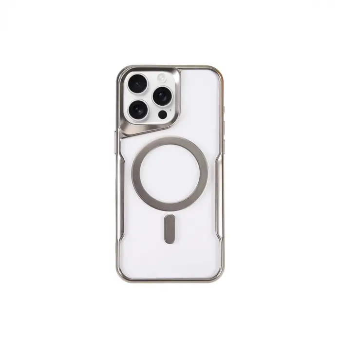 İphone 15 Pro Kılıf Boyi Magsafe Silikon Kapak - Gümüş