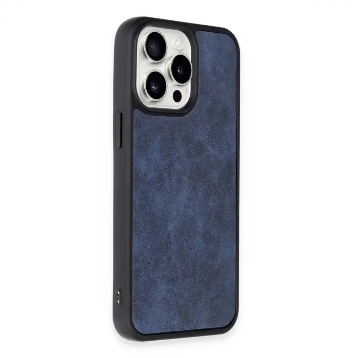 İphone 15 Pro Max Kılıf Aras Deri Kapak - Lacivert