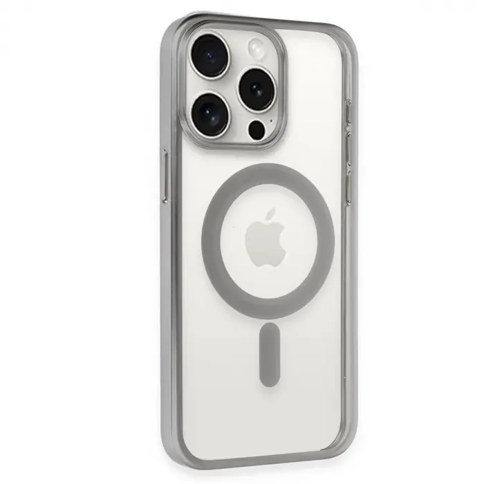İphone 15 Pro Max Kılıf Erozi Magsafe Kapak - Gümüş