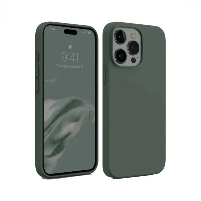 İphone 15 Pro Max Kılıf First Silikon - Koyu Yeşil