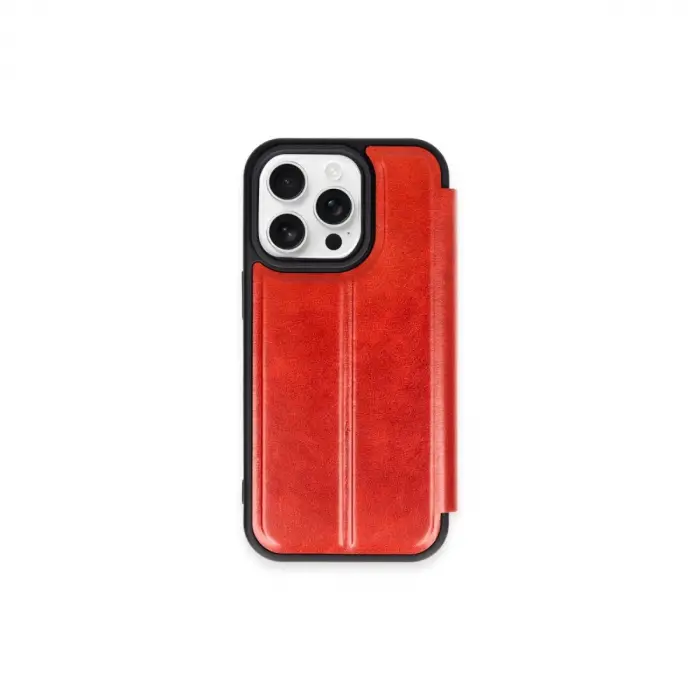 İphone 15 Pro Max Kılıf Flip Cover - Kırmızı