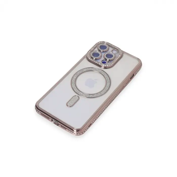 İphone 15 Pro Max Kılıf Joke Simli Magneticsafe Kılıf - Pembe