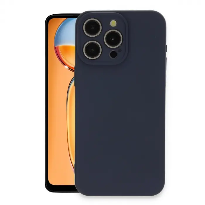 İphone 15 Pro Max Kılıf Nano İçi Kadife Silikon - Lacivert