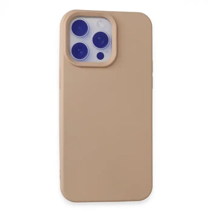 İphone 15 Pro Max Kılıf Nano İçi Kadife Silikon - Pudra