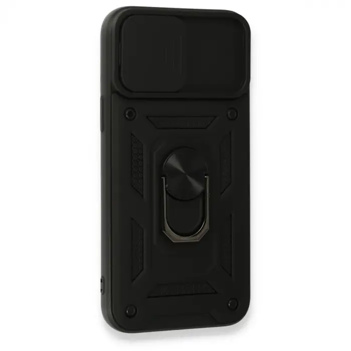 İphone 15 Pro Max Kılıf Pars Lens Yüzüklü Silikon - Siyah