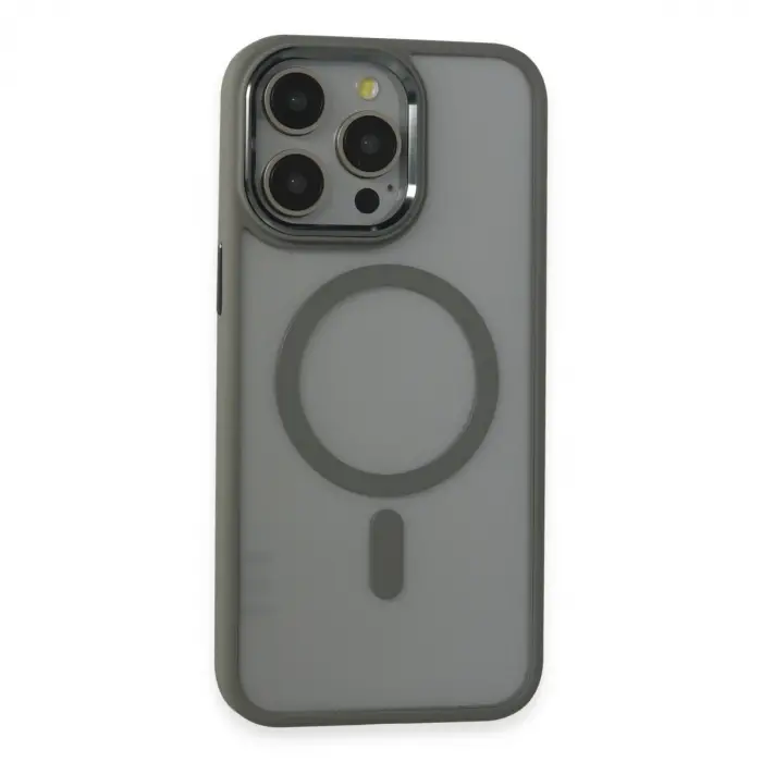 İphone 15 Pro Max Kılıf Room Magneticsafe Silikon - Gri