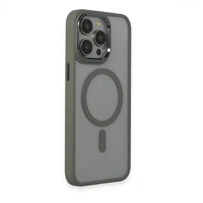 İphone 15 Pro Max Kılıf Room Magneticsafe Silikon - Gri