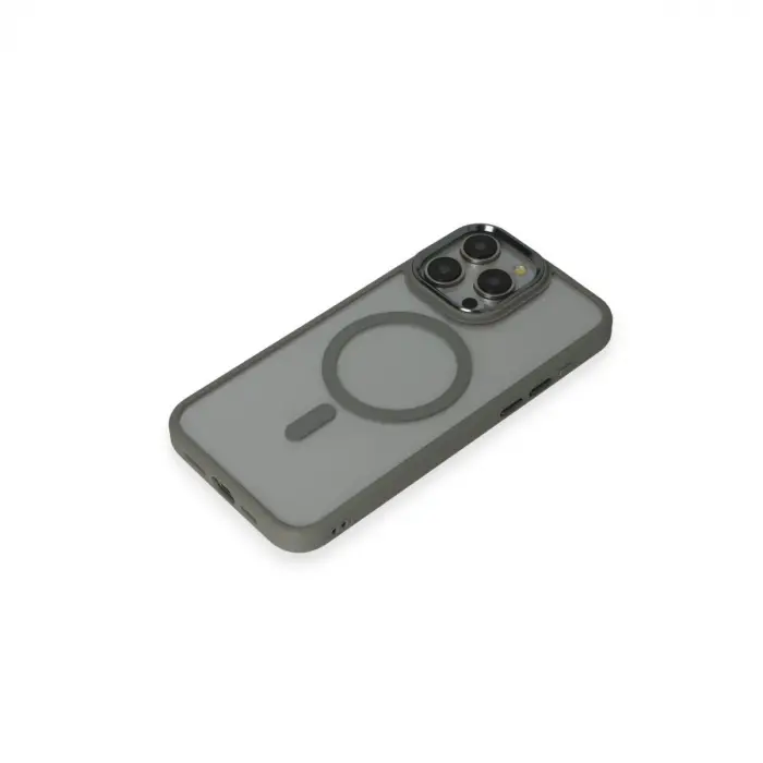 İphone 15 Pro Max Kılıf Room Magneticsafe Silikon - Gri