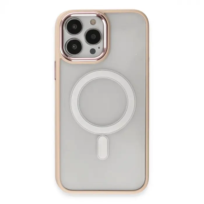 İphone 15 Pro Max Kılıf Room Magneticsafe Silikon - Pudra