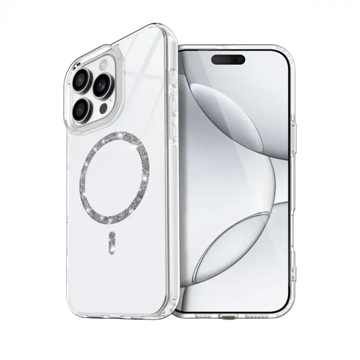 İphone 15 Pro Max Live Diamond Magsafe Kapak - Şeffaf