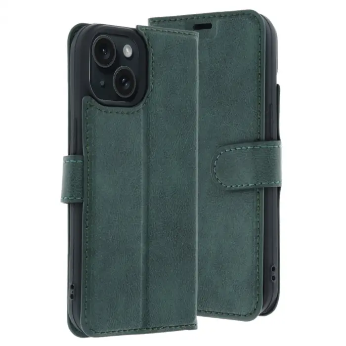 İphone 15 Trend S Plus Kapaklı Kılıf - Yeşil