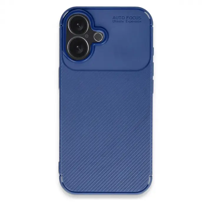 İphone 16 Kılıf Auto Focus Karbon Kapak - Lacivert