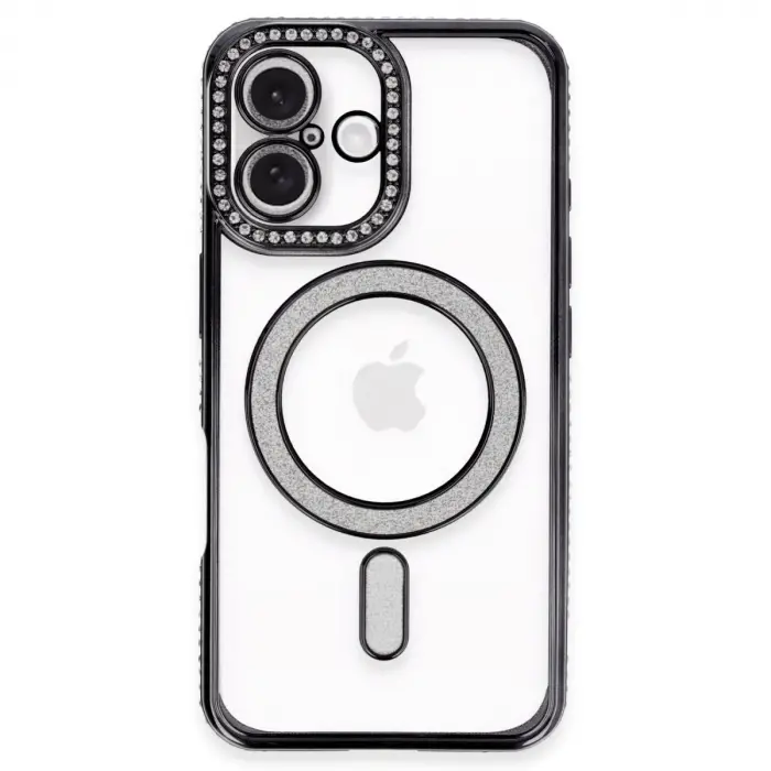 İphone 16 Kılıf Joke Simli Magneticsafe Kılıf - Siyah