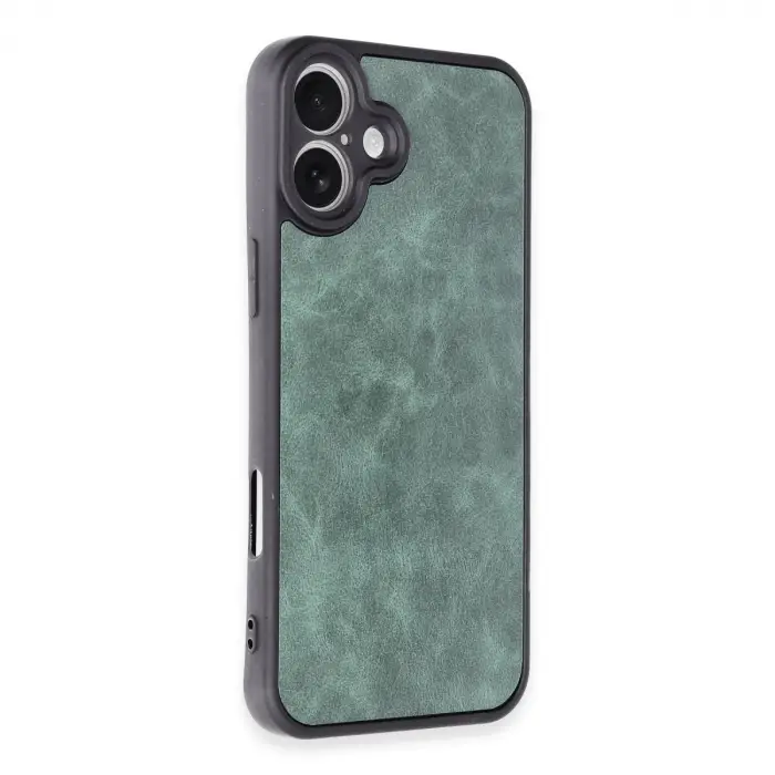 İphone 16 Plus Kılıf Aras Deri Kapak - Koyu Yeşil