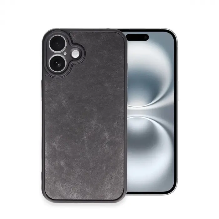İphone 16 Plus Kılıf Aras Deri Kapak - Siyah