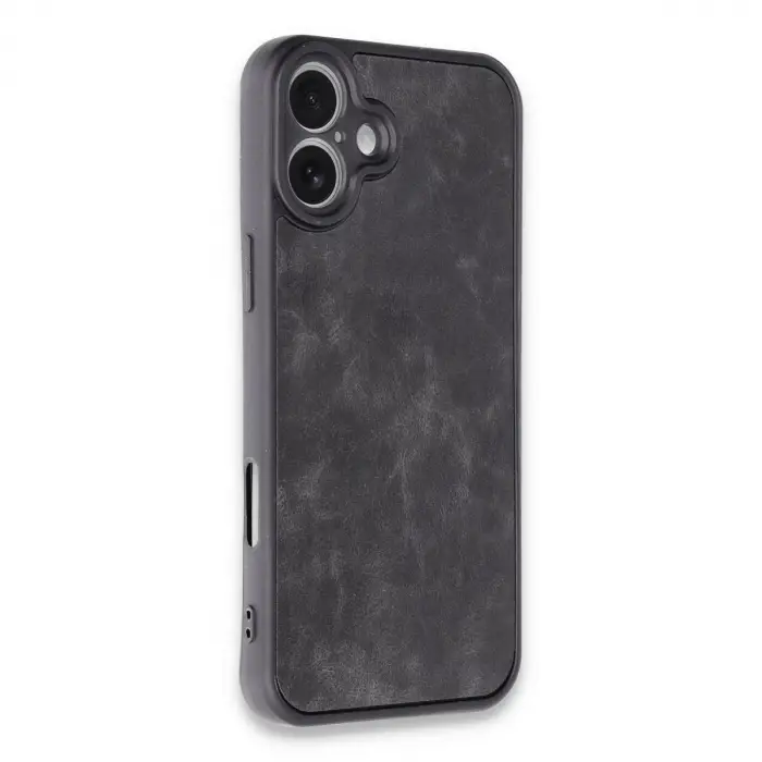 İphone 16 Plus Kılıf Aras Deri Kapak - Siyah