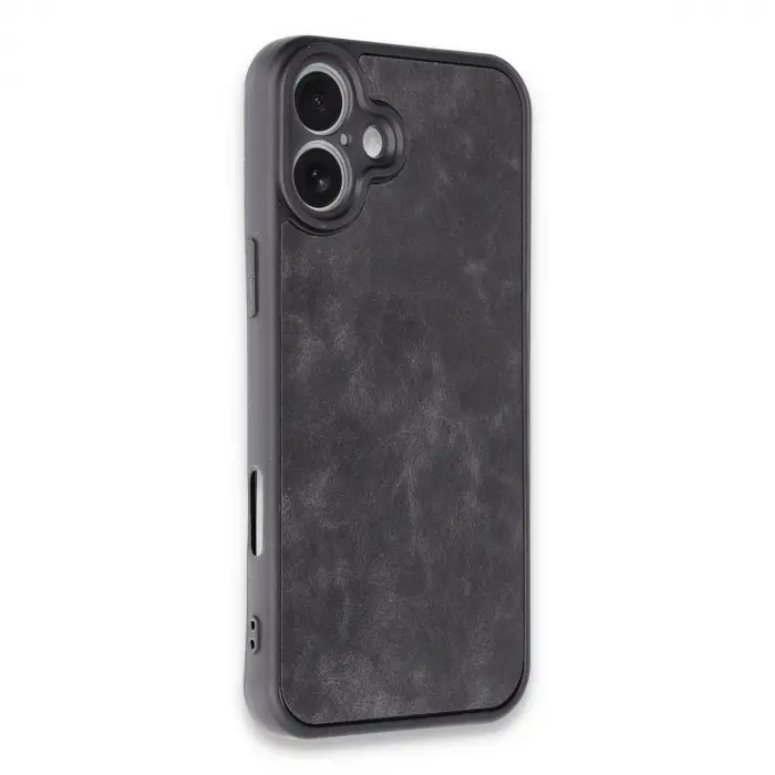 İphone 16 Plus Kılıf Aras Deri Kapak - Siyah