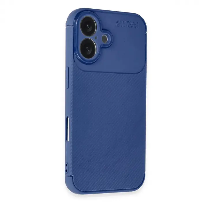 İphone 16 Plus Kılıf Auto Focus Karbon Kapak - Lacivert