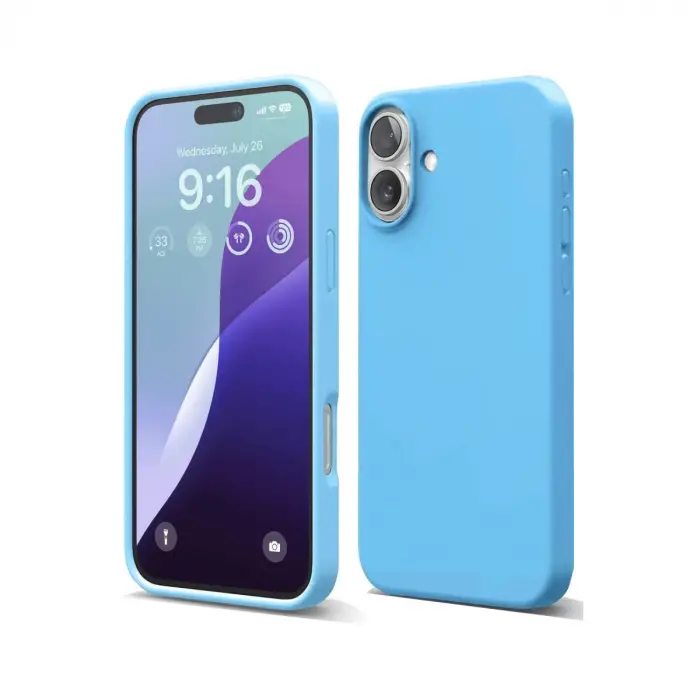 İphone 16 Plus Kılıf Nano İçi Kadife Silikon - Mavi