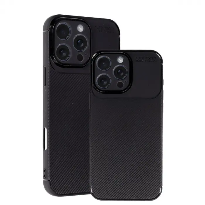 İphone 16 Pro Kılıf Auto Focus Karbon Kapak - Siyah